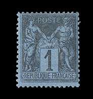 * N°84 - 1c Noir S/Bleu De Prusse - Signé Calves - TB - 1876-1878 Sage (Typ I)