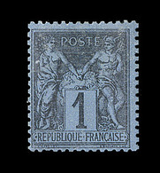 * N°84 - 1c Noir S/Bleu De Prusse - Signé Calves - TB - 1876-1878 Sage (Typ I)