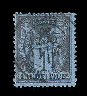 O N°84 - 1c Noir S/Bleu De Prusse - Nuance Superbe - Dentelure Normalement Imparfaite - Signé Calves - B - 1876-1878 Sage (Typ I)