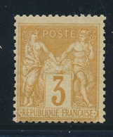 * N°86 - 3c Bistre S/jaune - Signé Costes - TB - 1876-1878 Sage (Typ I)