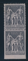 * N°89 - 10c Noir S/lilas - Paire - Dt 1 Ex ND Accidentel - Signé - TB - 1876-1878 Sage (Typ I)