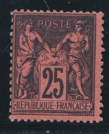 (*) N°91 - 25c Noir S/rouge - TB - 1876-1878 Sage (Type I)