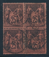 O N°91 - 25c Noir S/rouge - Bloc De 4 - TB - 1876-1878 Sage (Type I)