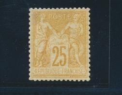 ** N°92 - 25c Bistre S/jaune - Signé Calves - TB - 1876-1878 Sage (Typ I)