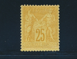 ** N°92 - 25c Bistre S/jaune - Léger Pli Horiz. - 1876-1878 Sage (Typ I)