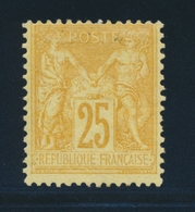 * N°92 - 25c Bistre S/jaune - Signé - TB - 1876-1878 Sage (Typ I)