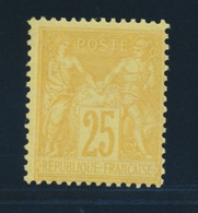 * N°92 - 25c Bistre S/jaune - Comme ** - TB - 1876-1878 Sage (Type I)