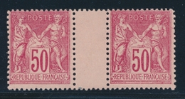 ** N°98 - 50c Rose - Paire - Avec Pont - TB - 1876-1878 Sage (Type I)