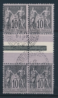 O N°103b - 10c Noir S/lilas - Bloc De 4 - Interpanneau Avec Les 2 Types Se Tenant - TB - 1876-1878 Sage (Tipo I)