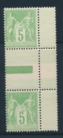 ** N°106a - 5c Vert Jaune - Les 2 Types Se Tenant - TB - 1876-1878 Sage (Typ I)