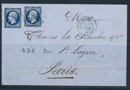 LSC N°14Ab - Bleu-noir (x2) - PC 441 + T15 Bordeaux - 6 Sept 56 - TB - 1849-1876: Periodo Clásico