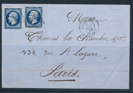 LSC N°14Ab - Bleu-noir (x2) - PC 441 + T15 Bordeaux - 6 Sept 56 - TB - 1849-1876: Classic Period