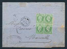 LAC N°20 - 5c Vert - Bloc De 4 - Obl. Étoile 7 - Càd Paris - 5/1/66 - 1 T. 2 Dents Courtes - Sinon TB - 1849-1876: Periodo Clásico