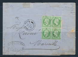 LAC N°20 - 5c Vert - Bloc De 4 - Obl. Étoile 7 - Càd Paris - 5/1/66 - 1 T. 2 Dents Courtes - Sinon TB - 1849-1876: Klassieke Periode