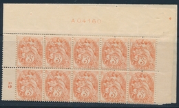 ** N°109 - Haut De Feuille - 20 Ex - Mill. 5 - Essai De N° - TB - 1900-29 Blanc