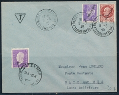 L POCHE DE SAINT NAZAIRE - Pli De La Baule Les Pins - 9/5/45 - Afft à 2F10 + Taxe 1F (Mar. De Dulac) - Obl. Batz S/Mer - - Guerre (timbres De)