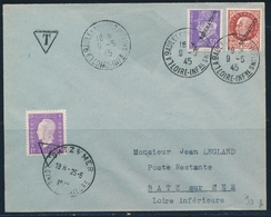 L POCHE DE SAINT NAZAIRE - Pli De La Baule Les Pins - 9/5/45 - Afft à 2F10 + Taxe 1F (Mar. De Dulac) - Obl. Batz S/Mer - - War Stamps
