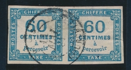 O N°9 - 60c Bleu - Paire - Belle Oblit. - B/TB - 1859-1959 Mint/hinged