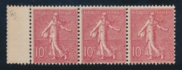 ** N°129 - Bde De 3 - BDF - Impression Recto-verso Partielle - TB - Nuevos