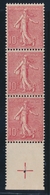 ** N°129c - Bde De 3 Vertic. + BDF Avec Croix De Repère - Impression Recto Verso - TB - Unused Stamps