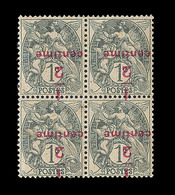 * N°157c - ½c S/1c Ardoise - Surch. Renversée - Bloc De 4 - Bon Centrage - TB - Unused Stamps