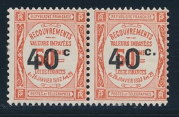 * TIMBRES TAXE N°50a - Paire - Sans Point Après "C" - Tenant à Normal - TB - Neufs