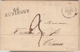 LAC 66 Huningue - 40x11 + Dateur Inversé - 1828 Juil 30 - Pli De St Louis - Pr Thann - TB - Storia Postale