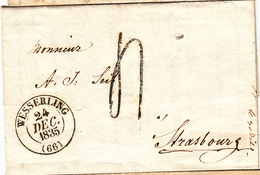 LAC Wesserling - 24 Dec 1835 + Taxe Tampon 4 - TB - Cartas & Documentos
