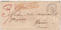 LAC T 13 Wesserling -26/Nov/1850 + Dépt Limit (Rge) + Taxe Manus - Pr Genève - TB - Lettres & Documents