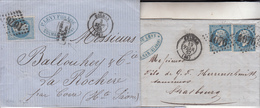 LAC 2 Plis Colmar - Datés 1867, 1868 (Dble Port) - TB - Cartas & Documentos