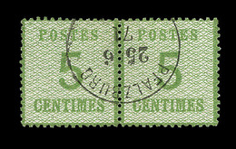 O N°4b - 5c Vert Jaune - Burelage Renversé - En Paire - TB - Other & Unclassified