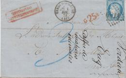 LAC N°60A - Obl. GC 4139 - T16 - Verdun S/Meuse - 4/Dec/72 + Cachet Rect Rge "Afft Insuffisant" + Taxe Rouge 25c - Pr Bo - Storia Postale