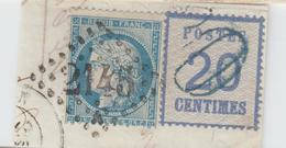 F A/L N°6 - Annulé Taxe Dble Trait 20 En Bleu + N°60 - Obl. GC 2145 Lyon Terreaux - TB - Storia Postale