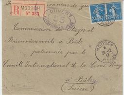 L N°140a - Paire - Obl. Moosch - 28/12/17 + Censure - S/pli Rec - Pr La Suisse - TB - Lettres & Documents