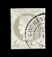 O N°16 - 4c Gris - Obl. Cochinchine - Signé A. Brun - TB - Aigle Impérial