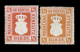 * N°1, 1a - ¼g Rouge Orange + Orange - Signé Cosnelle - TB - Mecklenbourg-Strelitz