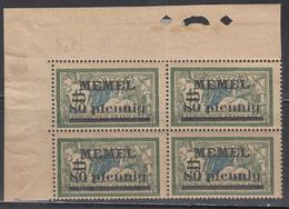 ** N°8B - 80pfg S/45c - Papier GC - Blocs De 4 - CDF - TB - Memel (Klaïpeda) 1923