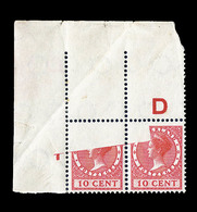 ** N°142 - 10c Rouge - Paire - CDF - Spectaculaire Variété D'Impression Due à Un Mauvais Pliage - TB - Unused Stamps