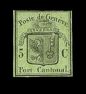 (*) N°6 (N°3) - 5c Noir S/vert - Grand Aigle - Signé Brun - TB - 1843-1852 Federale & Kantonnale Postzegels