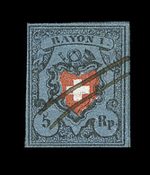 O N°15 Type II (N°14) - Margé - Obl. Plume - 1843-1852 Federale & Kantonnale Postzegels
