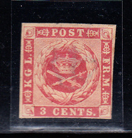 * N°1 - 3c Carmin - TB - Denmark (West Indies)