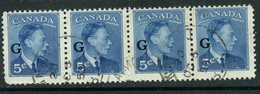 Canada 1950 5 Cent King George VI G Overprint Issue #O20 Strip Of 4 - Surchargés