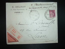 LR CR TP PAIX 1F75 OBL. HOROPLAN 14 XII 1921 PARIS RP AFFRANCHISSEMENTS  + E. DELHAY - Posttarife