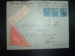 LR CR TP JEANNE D'ARC 50c X 3 OBL.5-7 29 PARIS 116 + Paul FLAHAUX Huissier - Posttarife