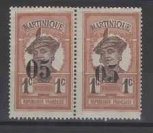 Martinique _ 1paire  5c/1c Martiniquaise (surcharge Déplacée 1917 (n°82B - Other & Unclassified