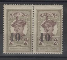 Martinique _ 1paire  10c/2c Martiniquaise (surcharge Déplacée 1924 (n°83A - Neufs