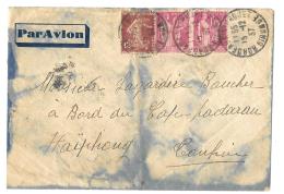 LETTRE DE BORDEAUX POUR HAIPHONG TONKIN ...PAR AVION..LIEU D4ARRIVEE UN BATEAU " CAP PADARAU."1937..VOIR SCAN. - Briefe U. Dokumente