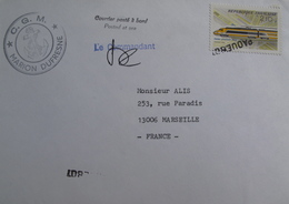 LOT A29 - ✉ - CIE GENERALE MARITIME - PAQUEBOT " MARION DUFRESNE " - MARQUE LINEAIRE PAQUEBOT SUR TIMBRE - Maritime Post