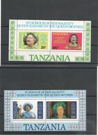 TANZANIE Année 1985  85 ème Anniversaire De La Reine-mère Elisabeth BF 40a Et 40b** - Tansania (1964-...)