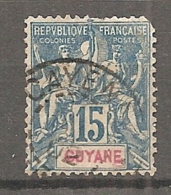 GUYANE - Yv. N° 35 (o) 15c Bleu Cote  4 Euros  D 2 Scans - Used Stamps